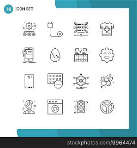 Pack of 16 creative Outlines of certification, maple, database, leaf, autumn Editable Vector Design Elements