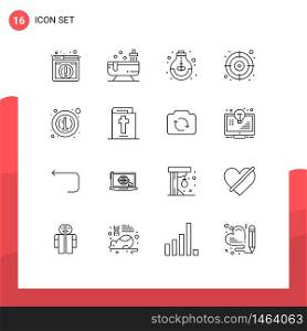Pack of 16 creative Outlines of details, about, growth, target, arrow Editable Vector Design Elements