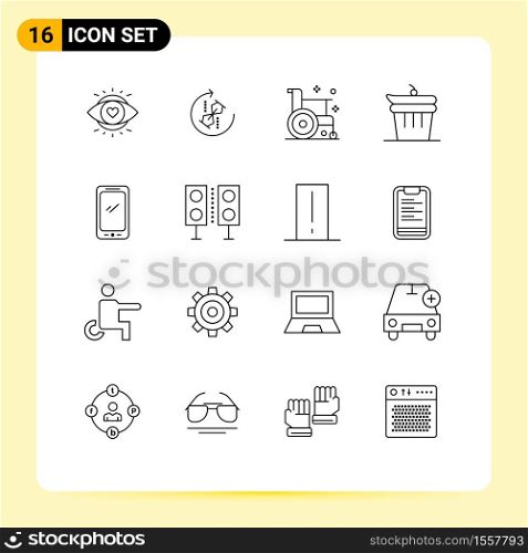 Pack of 16 creative Outlines of kitchen, done, joint, and, health Editable Vector Design Elements