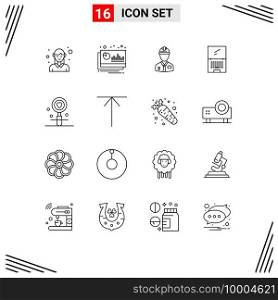Pack of 16 creative Outlines of monitor, labor, financier, labour, construction Editable Vector Design Elements