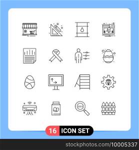 Pack of 16 creative Outlines of notification, activity, pencil, web, delivery Editable Vector Design Elements