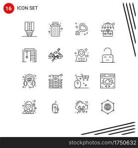 Pack of 16 creative Outlines of sport, athletic, sign, office, case Editable Vector Design Elements