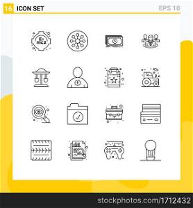 Pack of 16 creative Outlines of well, conversation, money, gossip, group Editable Vector Design Elements