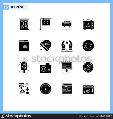 Pack of 16 creative Solid Glyphs of education, marketing, celebration, man, advertisement Editable Vector Design Elements