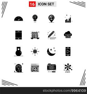 Pack of 16 creative Solid Glyphs of ipad, web, country, seo, analytics Editable Vector Design Elements