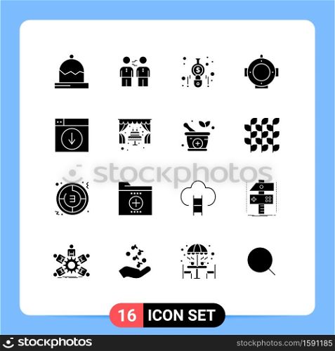 Pack of 16 creative Solid Glyphs of marine, diving, deal, finance, calculate Editable Vector Design Elements