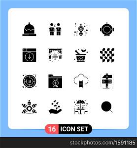 Pack of 16 creative Solid Glyphs of marine, diving, deal, finance, calculate Editable Vector Design Elements