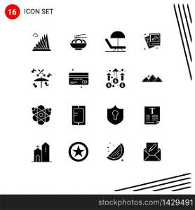 Pack of 16 creative Solid Glyphs of music, wedding, chinese, heart, frame Editable Vector Design Elements