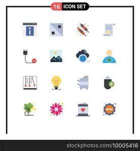 Pack of 16 Modern Flat Colors Signs and Symbols for Web Print Media such as devices, computers, barbecue, finance, attachment Editable Pack of Creative Vector Design Elements