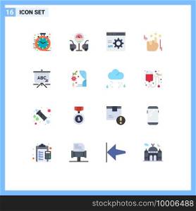 Pack of 16 Modern Flat Colors Signs and Symbols for Web Print Media such as schoolbag, bag, coding, marketing, hand Editable Pack of Creative Vector Design Elements