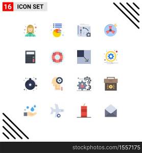Pack of 16 Modern Flat Colors Signs and Symbols for Web Print Media such as calculator, energy, app, power, api Editable Pack of Creative Vector Design Elements
