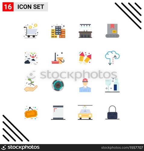 Pack of 16 Modern Flat Colors Signs and Symbols for Web Print Media such as ghost, moon, city, halloween, construction Editable Pack of Creative Vector Design Elements
