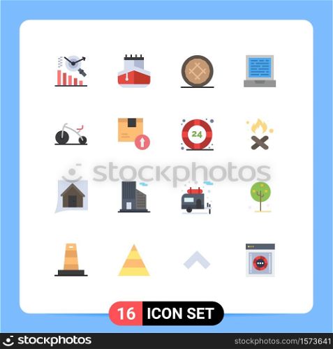 Pack of 16 Modern Flat Colors Signs and Symbols for Web Print Media such as infant, baby, cake, design, laptop Editable Pack of Creative Vector Design Elements