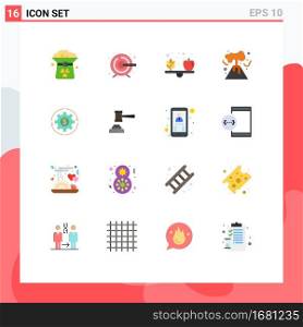 Pack of 16 Modern Flat Colors Signs and Symbols for Web Print Media such as earnings, revenue, apple, pollution, energy Editable Pack of Creative Vector Design Elements