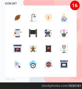 Pack of 16 Modern Flat Colors Signs and Symbols for Web Print Media such as lock, modern, conflict, international, global process Editable Pack of Creative Vector Design Elements