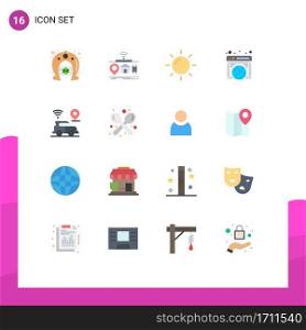 Pack of 16 Modern Flat Colors Signs and Symbols for Web Print Media such as location, website, things, internet, global Editable Pack of Creative Vector Design Elements