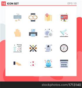 Pack of 16 Modern Flat Colors Signs and Symbols for Web Print Media such as grab, marketing, mobile, billboard, hotel Editable Pack of Creative Vector Design Elements