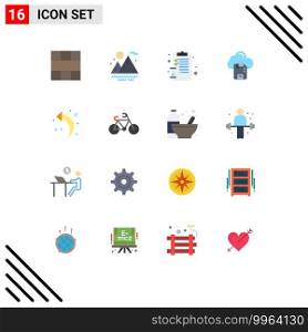 Pack of 16 Modern Flat Colors Signs and Symbols for Web Print Media such as back, server, back to school, sd, cloud Editable Pack of Creative Vector Design Elements