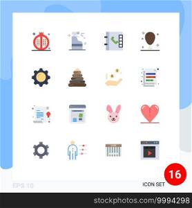 Pack of 16 Modern Flat Colors Signs and Symbols for Web Print Media such as display, thanksgiving, product, leg, food Editable Pack of Creative Vector Design Elements