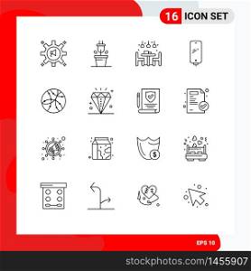 Pack of 16 Modern Outlines Signs and Symbols for Web Print Media such as global, charging, home, mobile, phone Editable Vector Design Elements