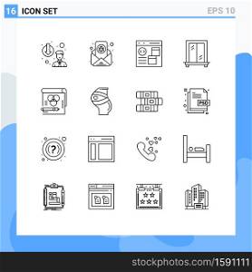 Pack of 16 Modern Outlines Signs and Symbols for Web Print Media such as rgb, color, app, window, development Editable Vector Design Elements