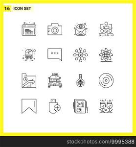 Pack of 16 Modern Outlines Signs and Symbols for Web Print Media such as distribution, delegate, picture, assignment, find Editable Vector Design Elements