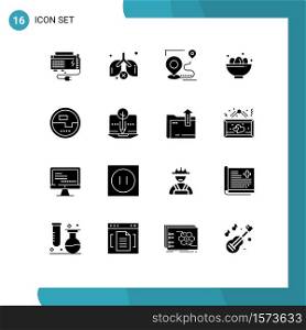 Pack of 16 Modern Solid Glyphs Signs and Symbols for Web Print Media such as nest, easter, map, celebration, position Editable Vector Design Elements