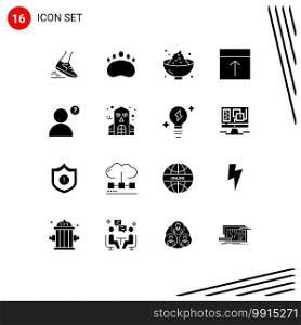 Pack of 16 Modern Solid Glyphs Signs and Symbols for Web Print Media such as page, interface, dinner, grid, potato Editable Vector Design Elements