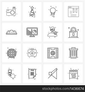 Pack of 16 Universal Line Icons for Web Applications bakery, cake, sports, internet, bookmark Vector Illustration