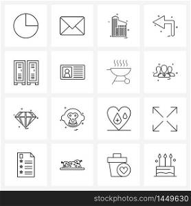 Pack of 16 Universal Line Icons for Web Applications read, education, tower, arrows Vector Illustration