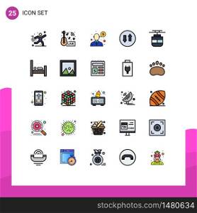 Pack of 25 creative Filled line Flat Colors of tram, streaming, news, down, support Editable Vector Design Elements