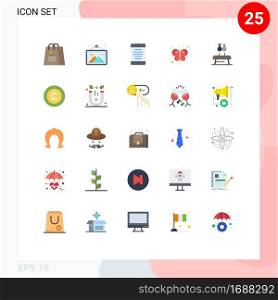 Pack of 25 creative Flat Colors of fitness, bug, interface, fly, animal Editable Vector Design Elements