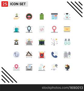 Pack of 25 creative Flat Colors of hospital, page, battery, layout, design Editable Vector Design Elements