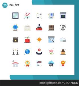 Pack of 25 creative Flat Colors of page, tasks, underwater, clipboard, wire Editable Vector Design Elements