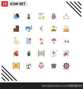 Pack of 25 creative Flat Colors of user, administrator, competition, celebrate, eight march Editable Vector Design Elements