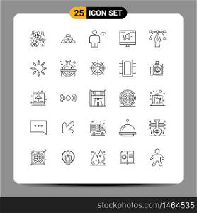 Pack of 25 creative Lines of advertising, performance, money, indicator, body Editable Vector Design Elements
