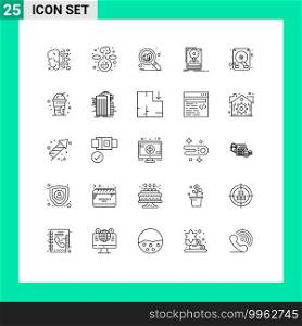 Pack of 25 creative Lines of drive, upload, organic, save, drive Editable Vector Design Elements