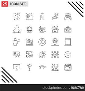 Pack of 25 creative Lines of education, success, graphic, hand, growth Editable Vector Design Elements