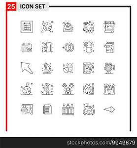 Pack of 25 creative Lines of funny, play time, computer, train, baby Editable Vector Design Elements
