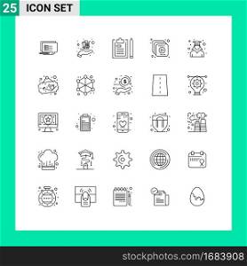 Pack of 25 creative Lines of graduation, education, document, video, collection Editable Vector Design Elements