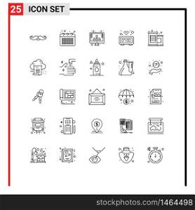 Pack of 25 creative Lines of watch, digital, note, clock, seo Editable Vector Design Elements
