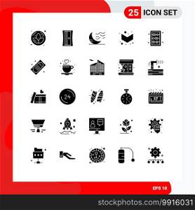 Pack of 25 creative Solid Glyphs of learning, education, night, abacus, down Editable Vector Design Elements