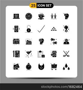 Pack of 25 creative Solid Glyphs of target, focus, easter, arrow, friendship Editable Vector Design Elements