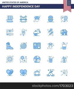 Pack of 25 creative USA Independence Day related Blues of flag  heart  man  usa  eat Editable USA Day Vector Design Elements