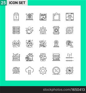 Pack of 25 Line Style Icon Set. Outline Symbols for print. Creative Signs Isolated on White Background. 25 Icon Set.. Creative Black Icon vector background