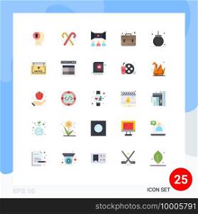 Pack of 25 Modern Flat Colors Signs and Symbols for Web Print Media such as ball, briefcase, food, bag, movie Editable Vector Design Elements