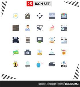 Pack of 25 Modern Flat Colors Signs and Symbols for Web Print Media such as discount, scope, arrow, products, ecg Editable Vector Design Elements