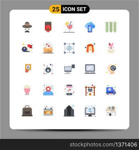 Pack of 25 Modern Flat Colors Signs and Symbols for Web Print Media such as cell, computing, stripe, cloud, glass Editable Vector Design Elements