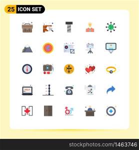 Pack of 25 Modern Flat Colors Signs and Symbols for Web Print Media such as chemistry, biology, screw, biochemistry, light Editable Vector Design Elements