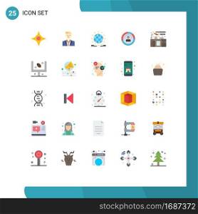 Pack of 25 Modern Flat Colors Signs and Symbols for Web Print Media such as personal, human, gdpr, features, online Editable Vector Design Elements